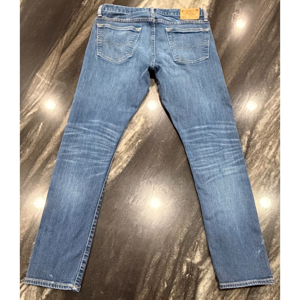 Polo Ralph Lauren Sullivan Slim Jeans Mens 32x32 Stretch Medium Wash Whiskered - Picture 2 of 9